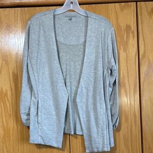 Gray Open Front Cardigan